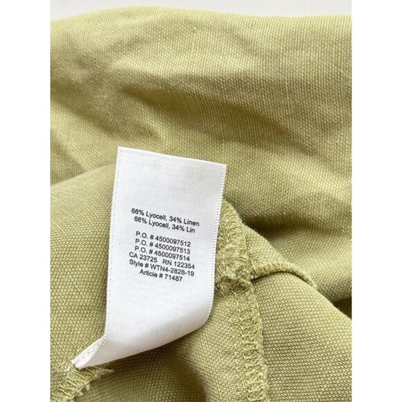 Aritzia WILFRED Janine Green Linen Blend Peplum Prairie Blouse Top, Size M - Picture 10 of 16